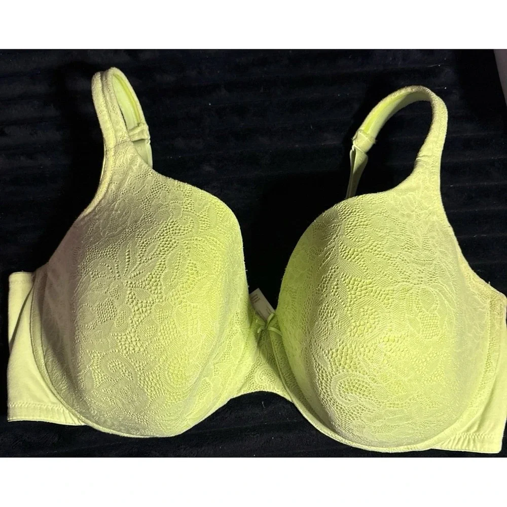 Cacique Lime Green Full Figure Lace Detail Lightly‎ Lined Underwire Bra, 42F